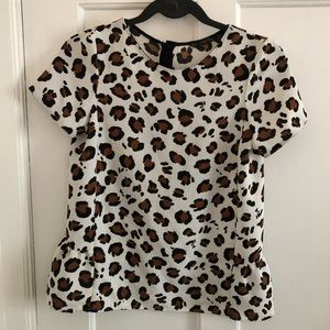 Zara Leopard Print Short Sleeve Blouse
